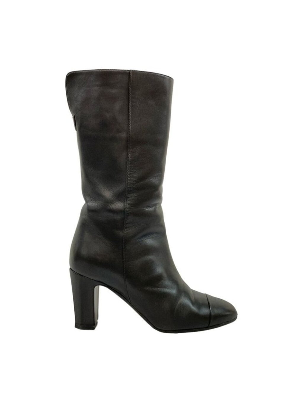 Chanel Boots 36c Black Mid Length Outsole Replacement CC Logo Lambskin - Picture 4 of 13